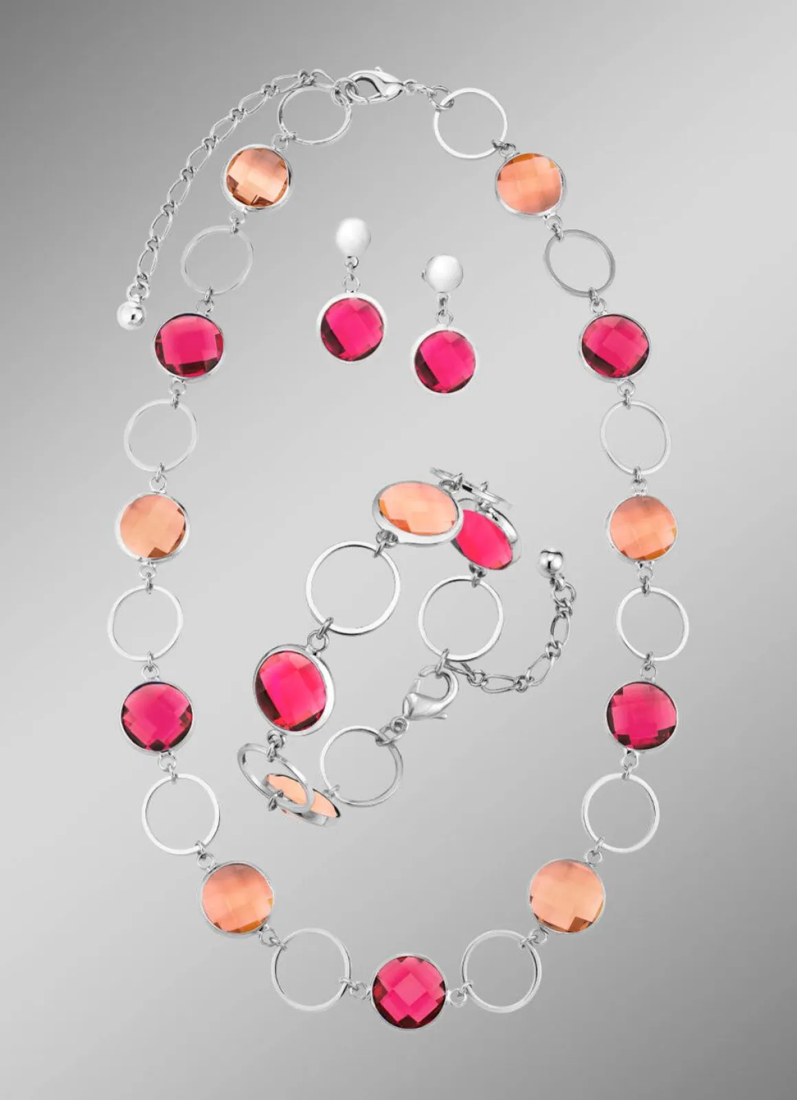 Schmuckset, 3-teilig, mit Kristallsteinen