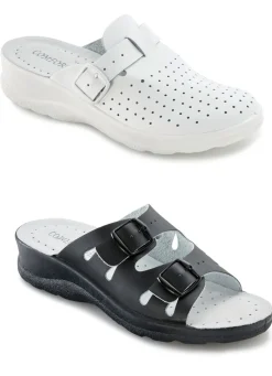Set: Pantolette in Schwarz und Clog in Weiß