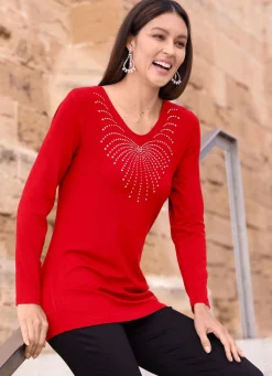 Shirt mit abgerundetem V-Ausschnitt in 4 Farben