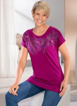 Shirt mit aufwendiger Strasszier in 2 Farben