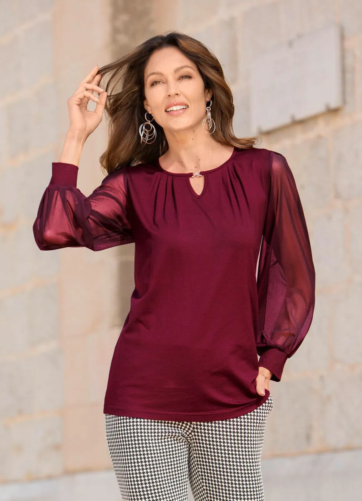 Shirt mit langen Chiffonärmeln