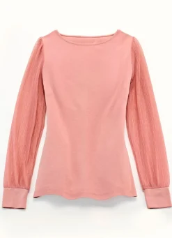 Shirt mit langen, plissierten Chiffonärmeln