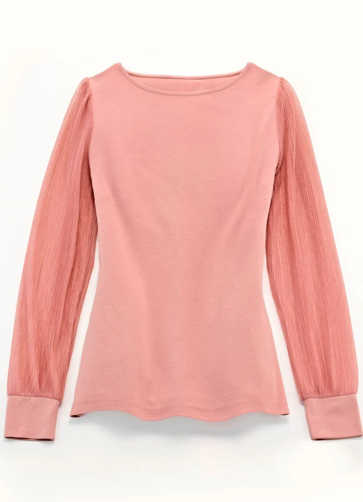 Shirt mit langen, plissierten Chiffonärmeln