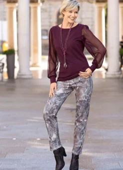 Shirt mit langen, plissierten Chiffonärmeln