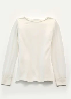 Shirt mit langen, plissierten Chiffonärmeln