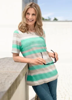 Shirt mit sportivem Streifen-Dessin in 2 Farben