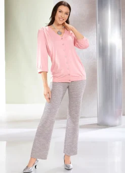 Shirtbluse mit durchgehender Knopfleiste in 2 Farben