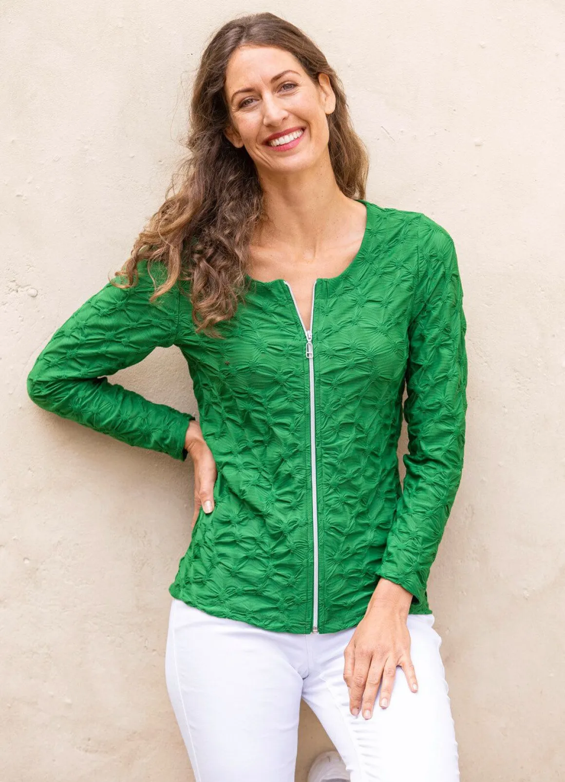 Shirtjacke mit durchgehendem Reißverschluss