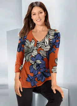 Shirt mit abgerundetem V-Ausschnitt