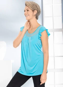 Shirt mit Chiffon-Einsatz in 2 Farben