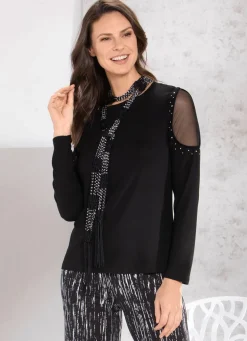 Shirt-Tunika mit Netz-Einsatz