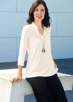 Shirt-Tunika mit Stehkragen