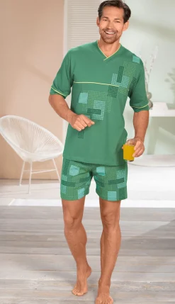 Shorty mit V-Ausschnitt und Druckmotiv