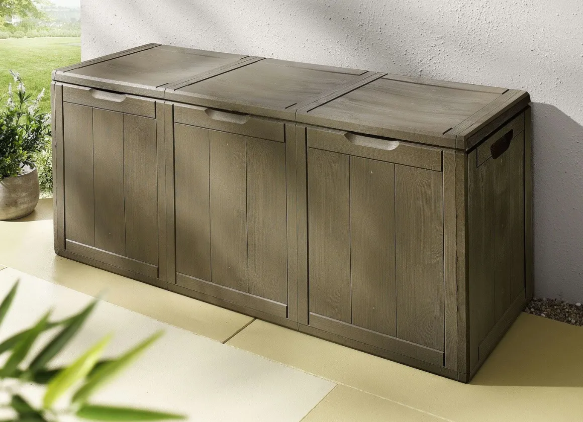 Spritzwasserbeständige Aufbewahrungsboxen in Holzoptik
