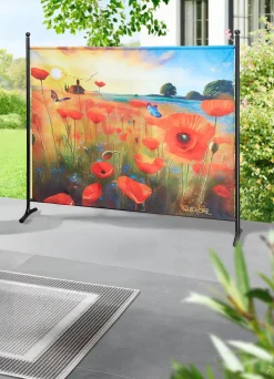 Stellwand mit Mohnblumen-Motiv