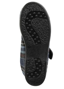 Stiefelette aus kariertem Textilmaterial