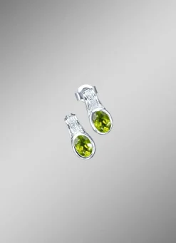 Strahlende Ohrstecker mit echt Peridot und synth. Zirkonia