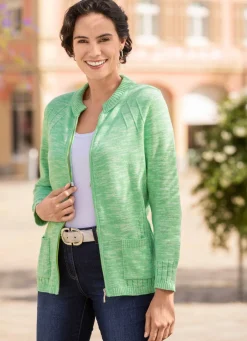 Strickjacke mit Strickbandzier und Taschen