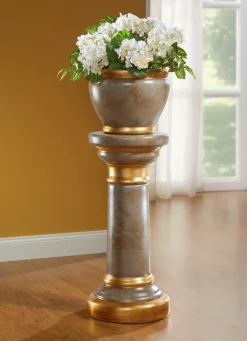 Säule mit Übertopf aus italienischer Keramik