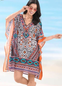 Sunflair Tunika mit platziertem Druckdessin, leicht transparent