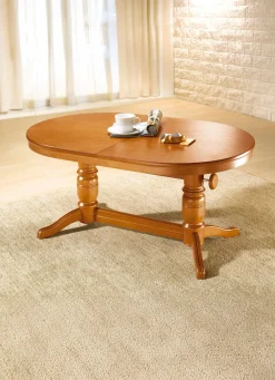 Teilmassiver Couchtisch mit gedrechseltem Tischgestell