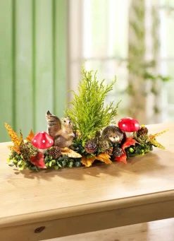 Tischaufleger mit herbstlichen Gräsern und Blättern