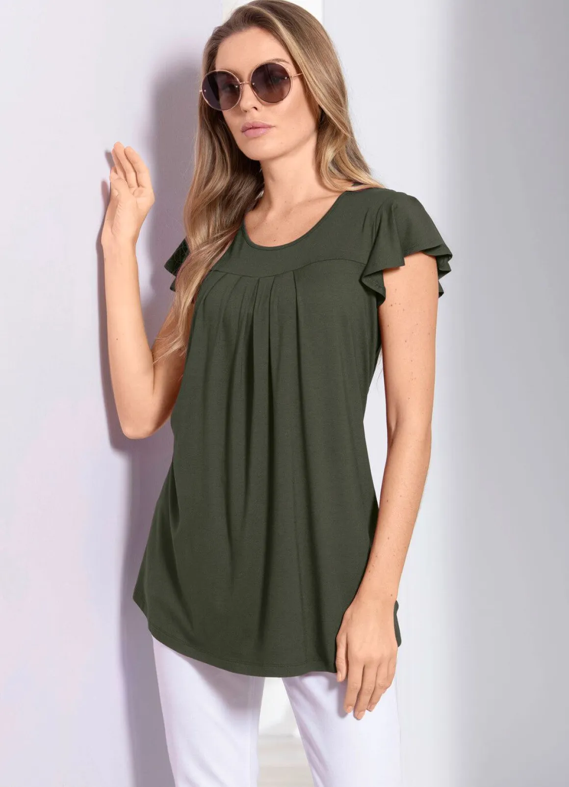 Unifarbene Shirt-Tunika