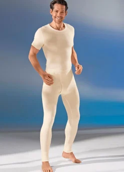 Unterhose, lang, mit Angora, in Ecru