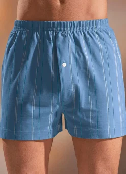 Viererpack Boxershorts, mit Eingriff, uni gestreift
