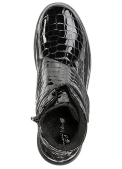 Waldläufer Bootie aus krokogeprägtem Lackleder
