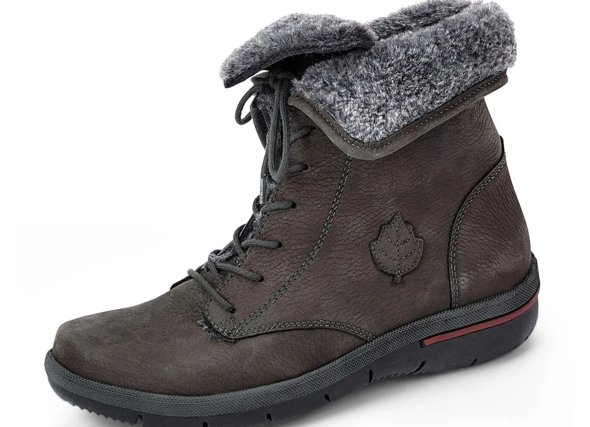 Waldläufer Schnür-Stiefelette mit kuscheligem Webpelzkragen