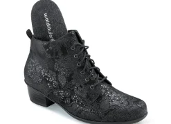 Waldläufer Schnür-Stiefelette mit floraler Prägung