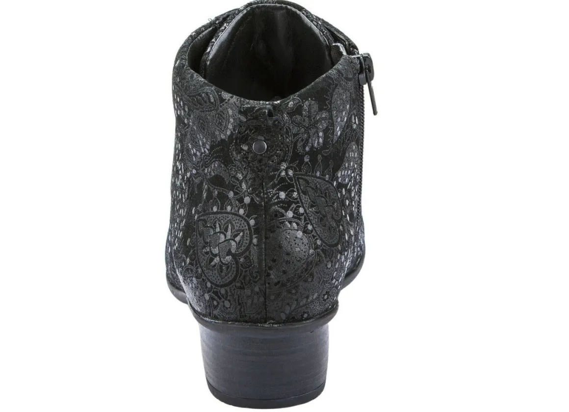 Waldläufer Schnür-Stiefelette mit floraler Prägung