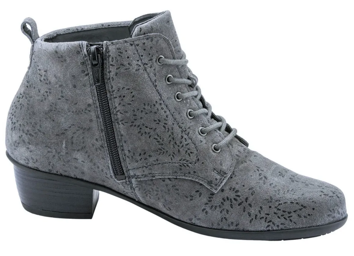 Waldläufer Schnür-Stiefelette mit floraler Prägung