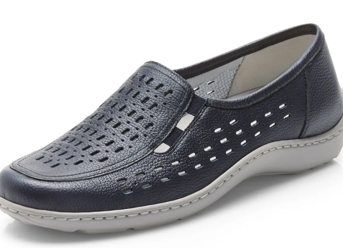 Waldläufer, sommerliche Damen-Slipper, Weite H, mit herausnehmbarem Fußbett