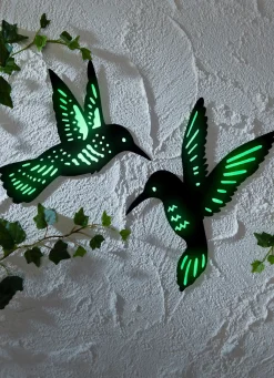 Wanddeko "Kolibri" 2er-Set nachtleuchtend