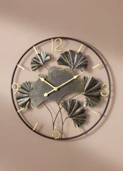 Wanduhr mit Ginkgo-Blätterdesign