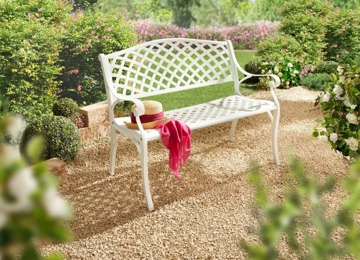 Wetterfeste 2-Sitzer-Gartenbank aus leichten Aluguß